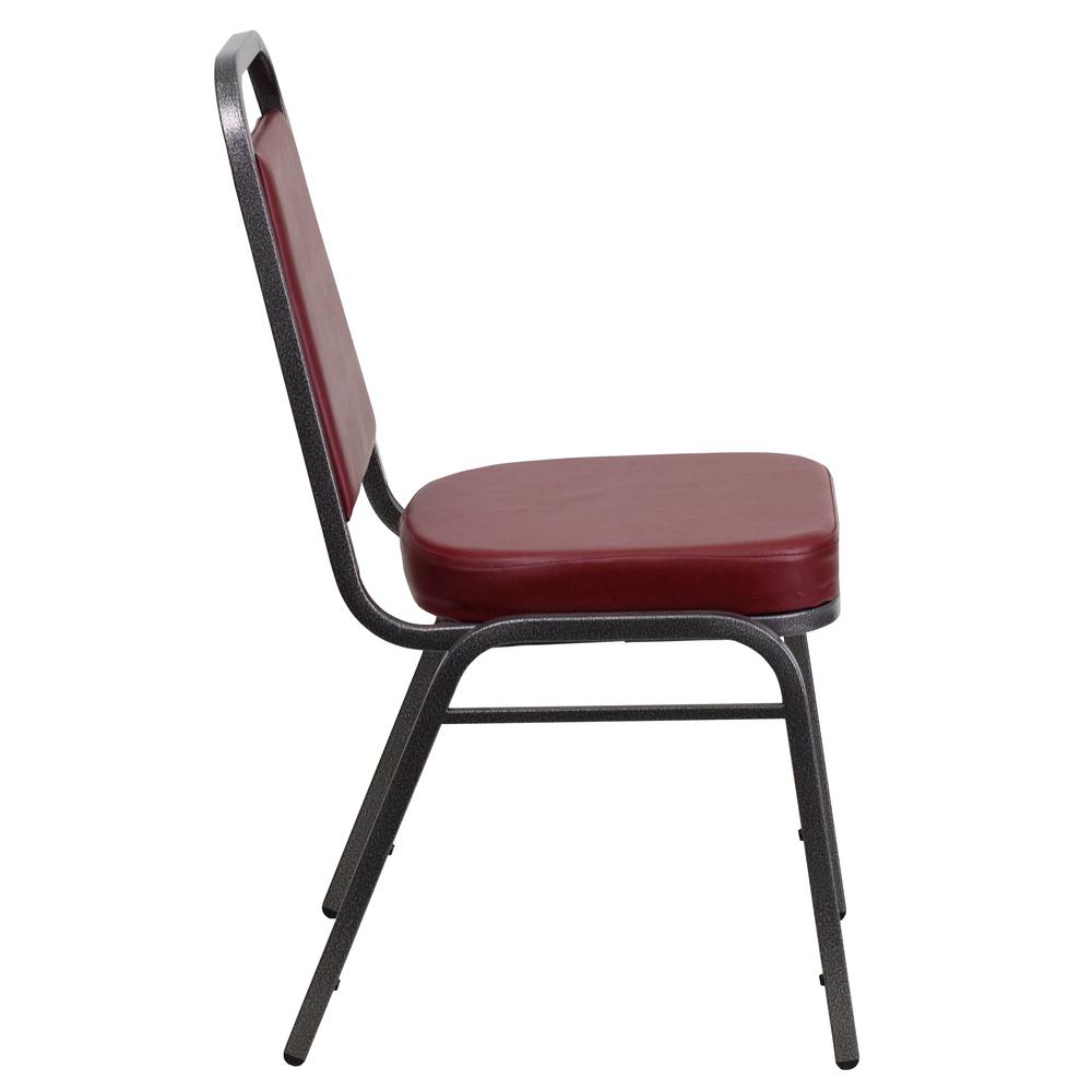 Trapezoidal Back Stacking Banquet Chair in Burgundy Vinyl - Silver Vein Frame with 2.5" Thick Seat. Picture 3