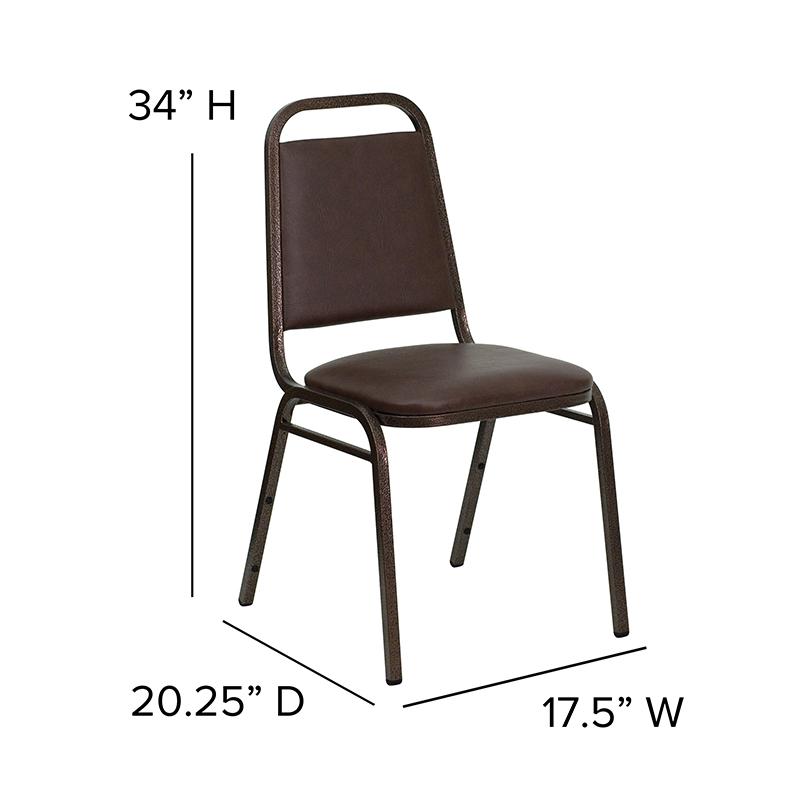 Trapezoidal Back Stacking Banquet Chair in Brown Vinyl - Copper Vein Frame. Picture 6