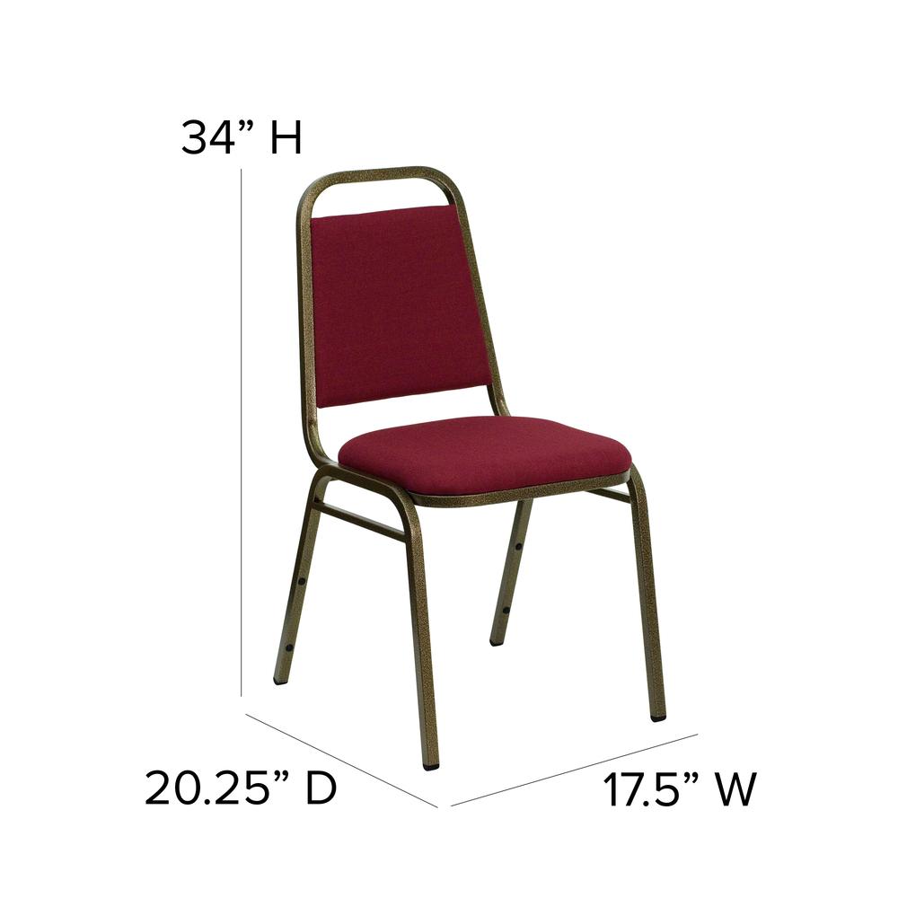 Trapezoidal Back Stacking Banquet Chair in Burgundy Fabric - Gold Vein Frame. Picture 2