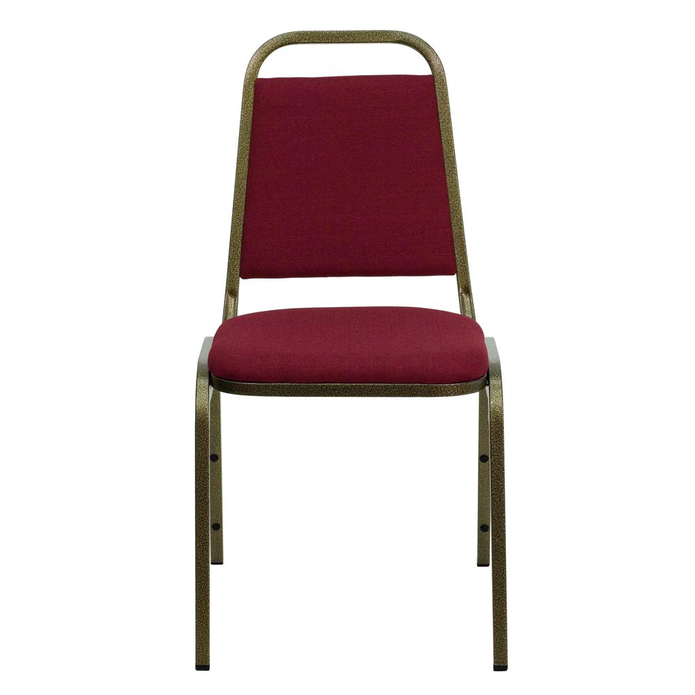 Trapezoidal Back Stacking Banquet Chair in Burgundy Fabric - Gold Vein Frame. Picture 4