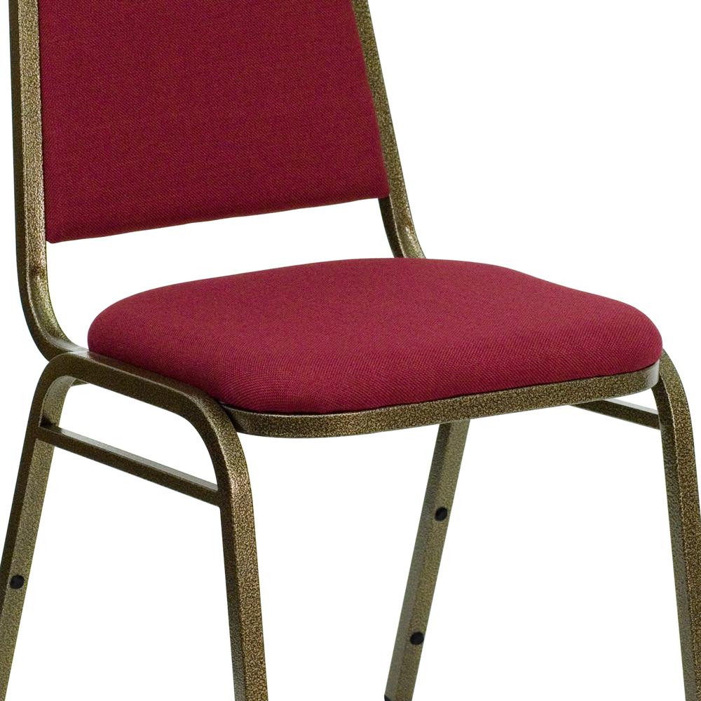 Trapezoidal Back Stacking Banquet Chair in Burgundy Fabric - Gold Vein Frame. Picture 7