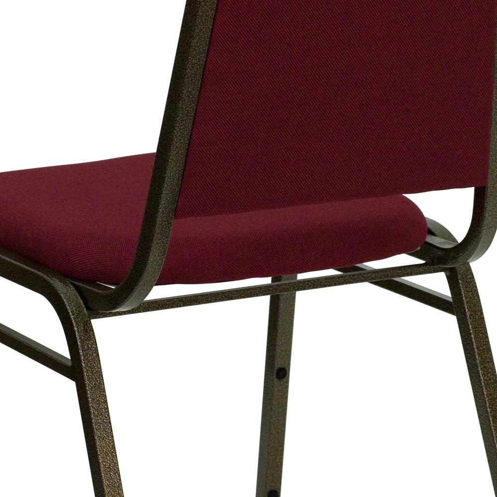 Trapezoidal Back Stacking Banquet Chair in Burgundy Fabric - Gold Vein Frame. Picture 8