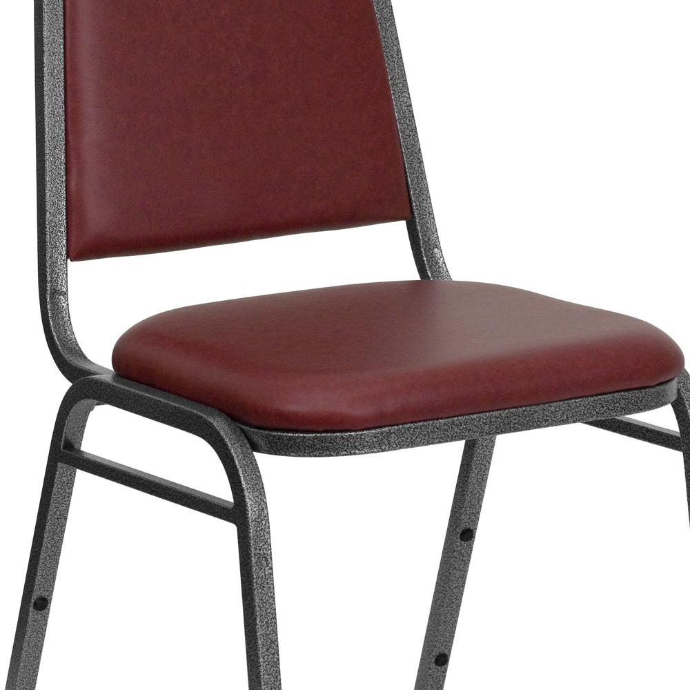 Trapezoidal Back Stacking Banquet Chair in Burgundy Vinyl - Silver Vein Frame with 1.5" Thick Seat. Picture 7
