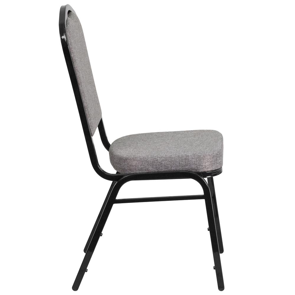 HERCULES Series Crown Back Stacking Banquet Chair in Gray Fabric - Black Frame. Picture 2