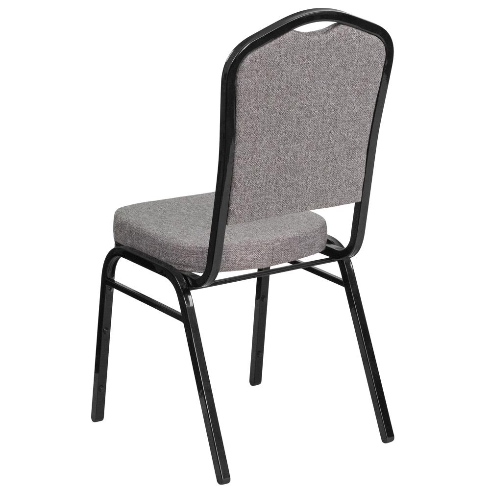 HERCULES Series Crown Back Stacking Banquet Chair in Gray Fabric - Black Frame. Picture 3