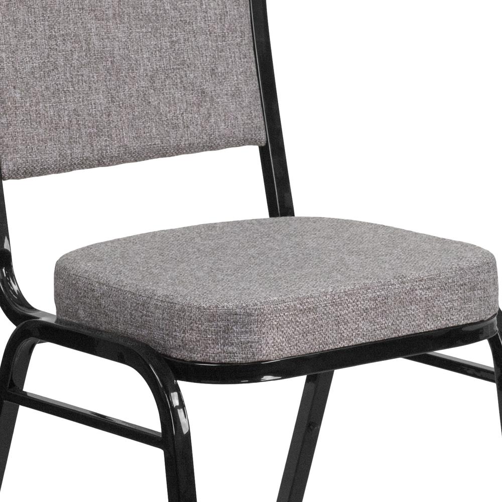 Crown Back Stacking Banquet Chair in Gray Fabric - Black Frame. Picture 7