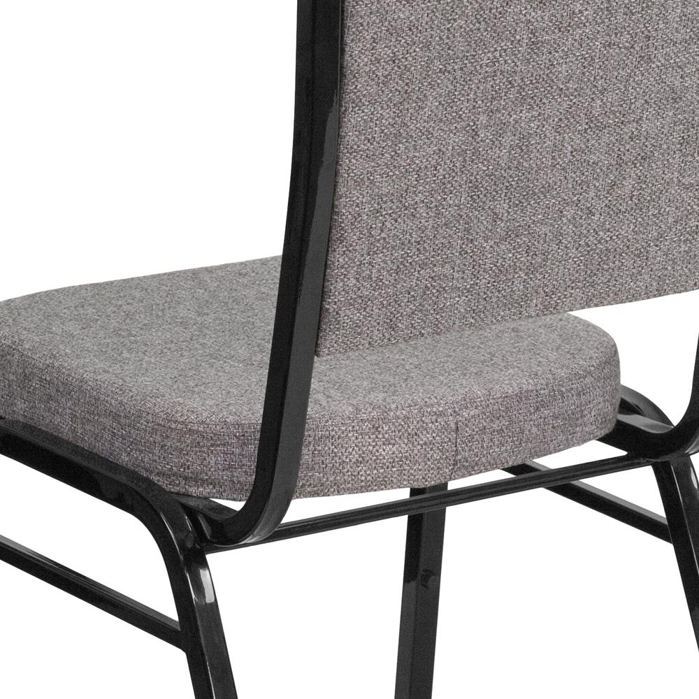 Crown Back Stacking Banquet Chair in Gray Fabric - Black Frame. Picture 8