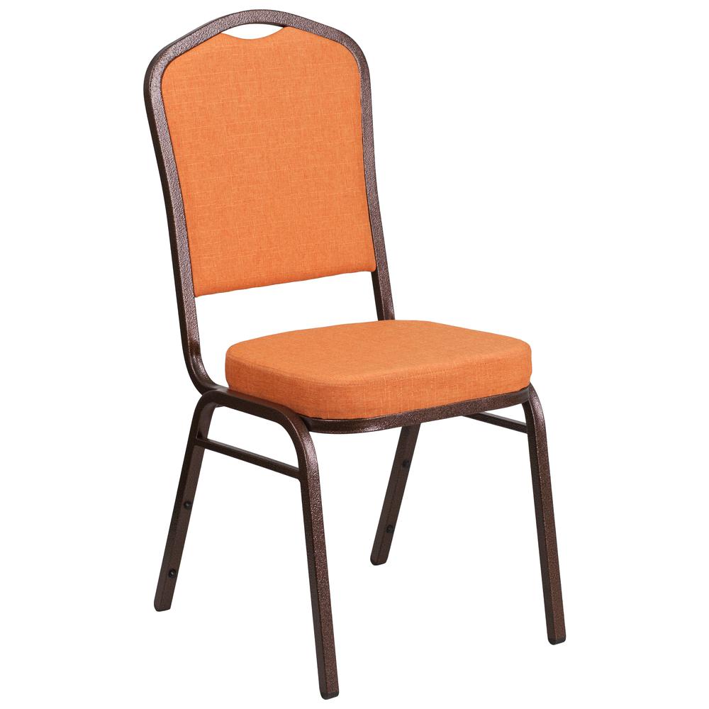 HERCULES Series Crown Back Stacking Banquet Chair in Orange Fabric - Copper Vein Frame. The main picture.