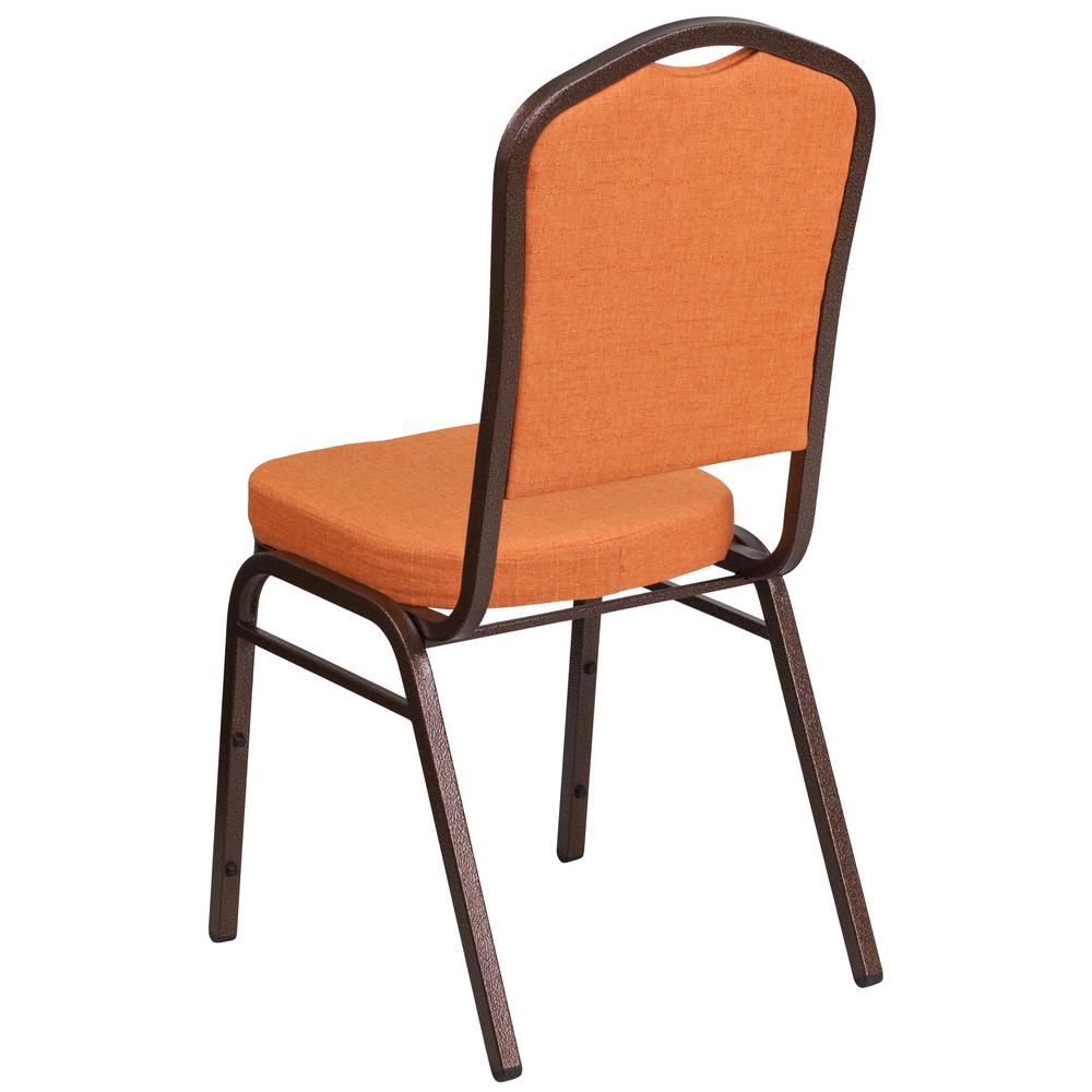 HERCULES Series Crown Back Stacking Banquet Chair in Orange Fabric - Copper Vein Frame. Picture 3