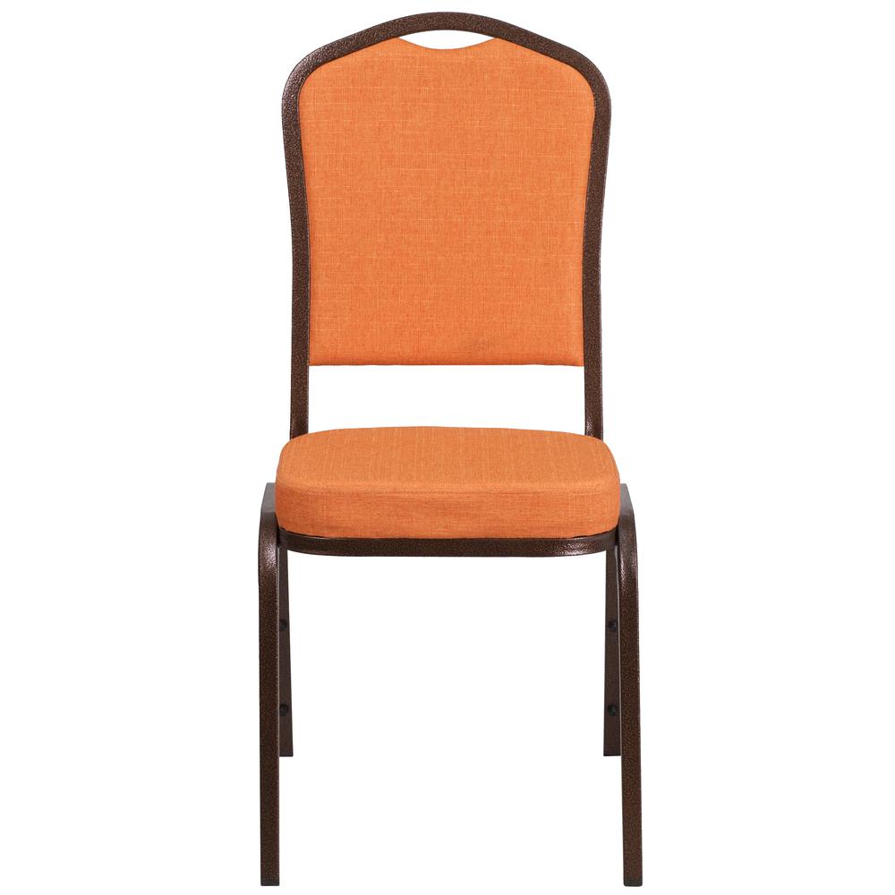 HERCULES Series Crown Back Stacking Banquet Chair in Orange Fabric - Copper Vein Frame. Picture 4