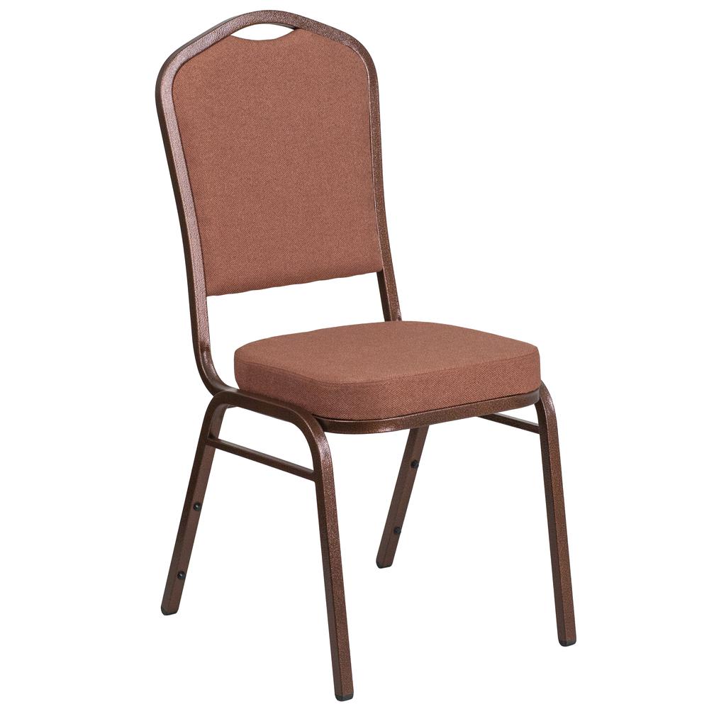 HERCULES Series Crown Back Stacking Banquet Chair in Brown Fabric - Copper Vein Frame. The main picture.