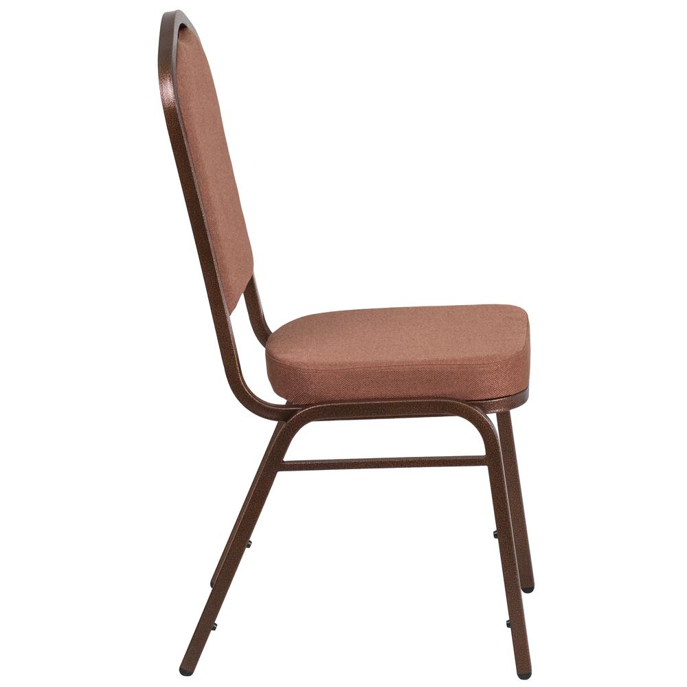 HERCULES Series Crown Back Stacking Banquet Chair in Brown Fabric - Copper Vein Frame. Picture 2
