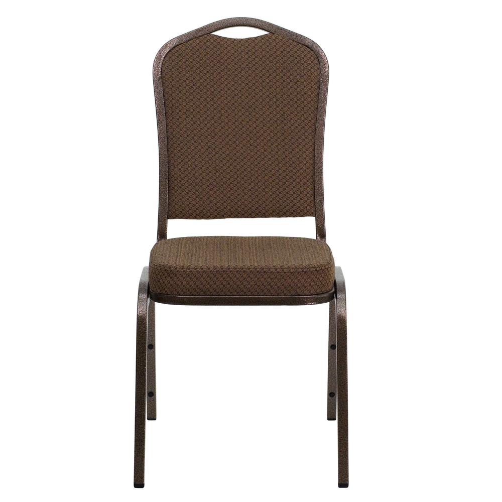 Crown Back Stacking Banquet Chair in Brown Patterned Fabric - Copper Vein Frame. Picture 5