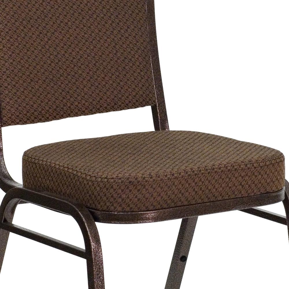 Crown Back Stacking Banquet Chair in Brown Patterned Fabric - Copper Vein Frame. Picture 7
