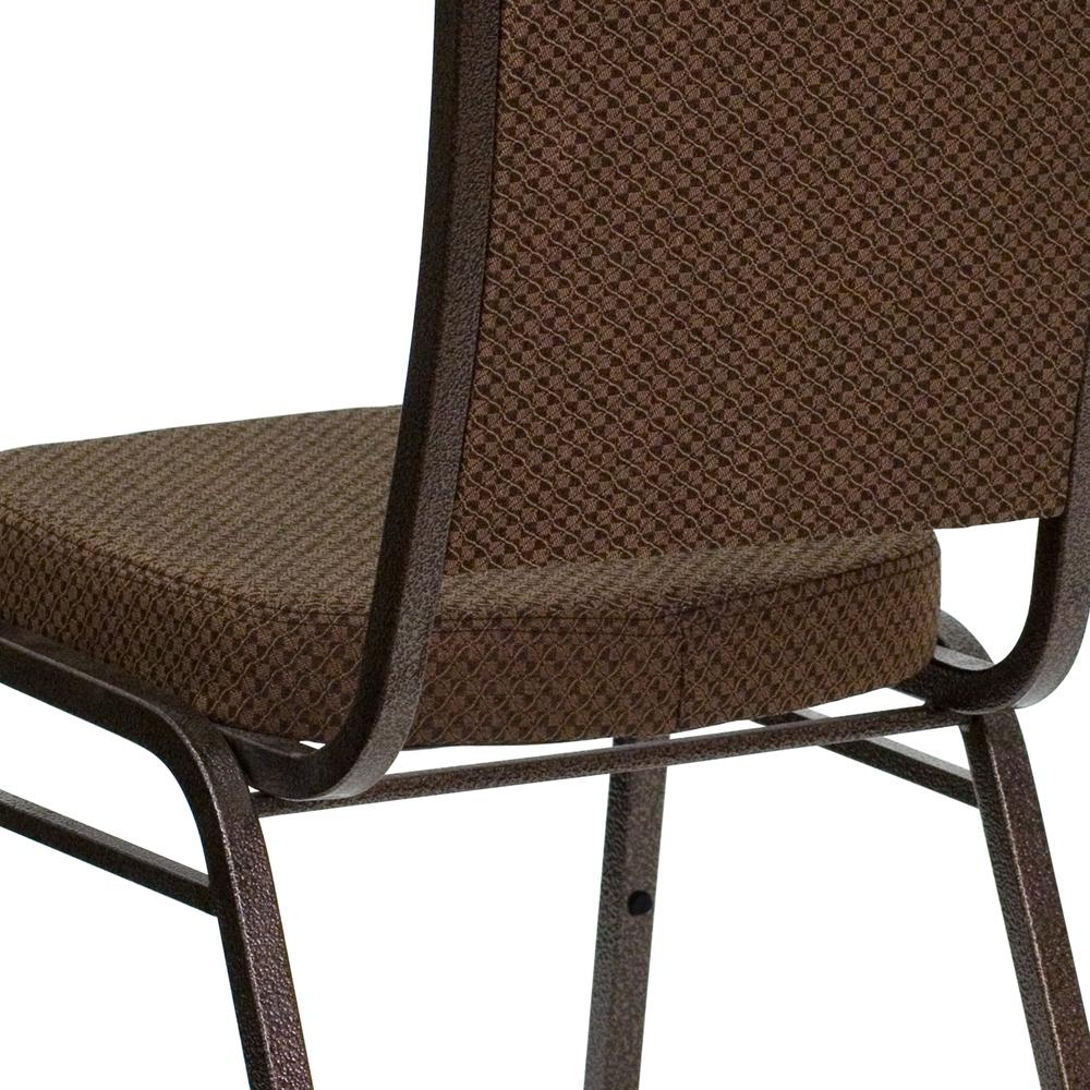 Crown Back Stacking Banquet Chair in Brown Patterned Fabric - Copper Vein Frame. Picture 8