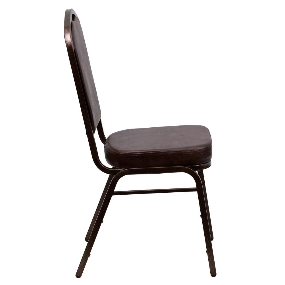 Crown Back Stacking Banquet Chair in Brown Vinyl - Copper Vein Frame. Picture 2