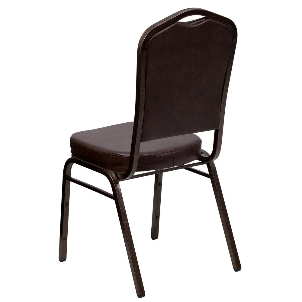 Crown Back Stacking Banquet Chair in Brown Vinyl - Copper Vein Frame. Picture 3