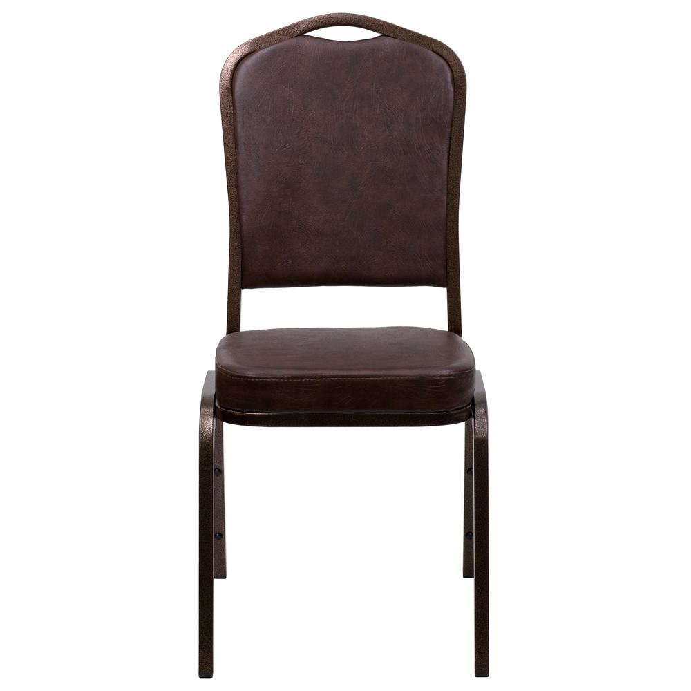 Crown Back Stacking Banquet Chair in Brown Vinyl - Copper Vein Frame. Picture 4