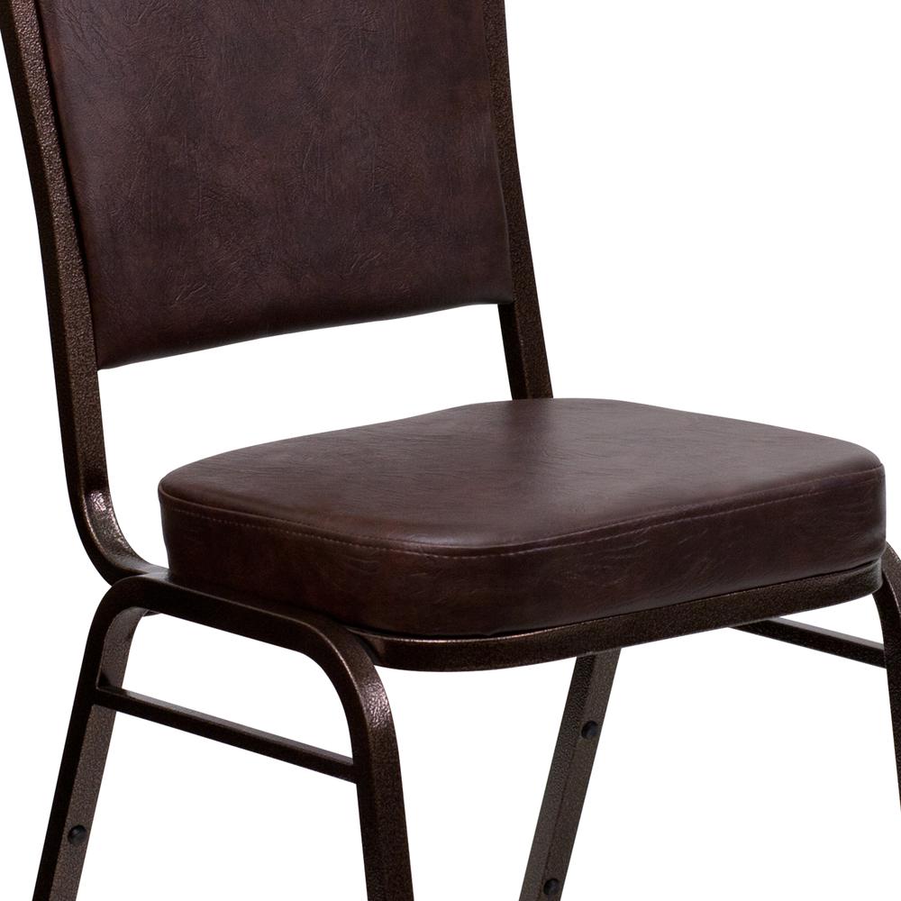 Crown Back Stacking Banquet Chair in Brown Vinyl - Copper Vein Frame. Picture 7