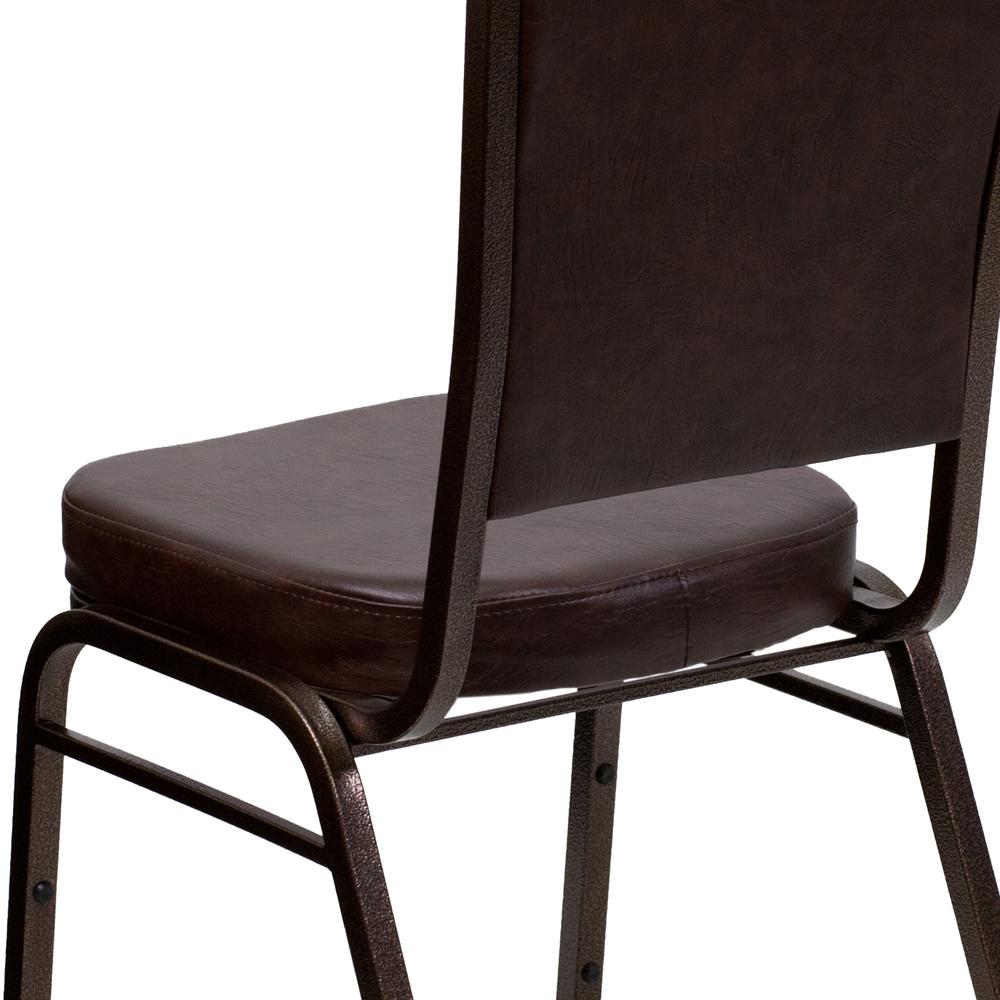 Crown Back Stacking Banquet Chair in Brown Vinyl - Copper Vein Frame. Picture 8