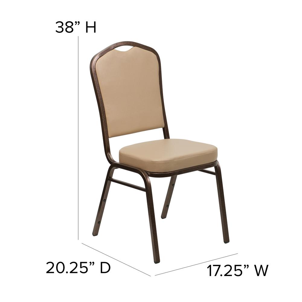 Crown Back Stacking Banquet Chair in Tan Vinyl - Copper Vein Frame. Picture 2