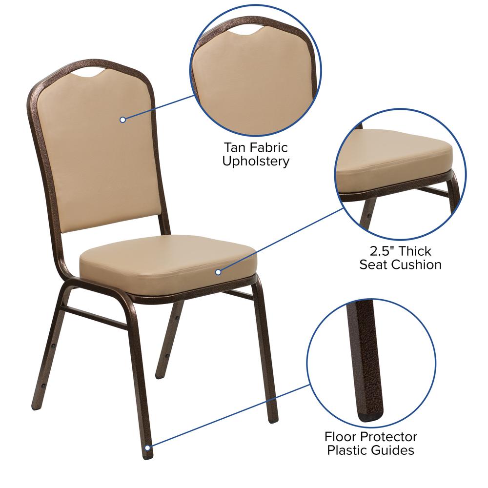 Crown Back Stacking Banquet Chair in Tan Vinyl - Copper Vein Frame. Picture 6