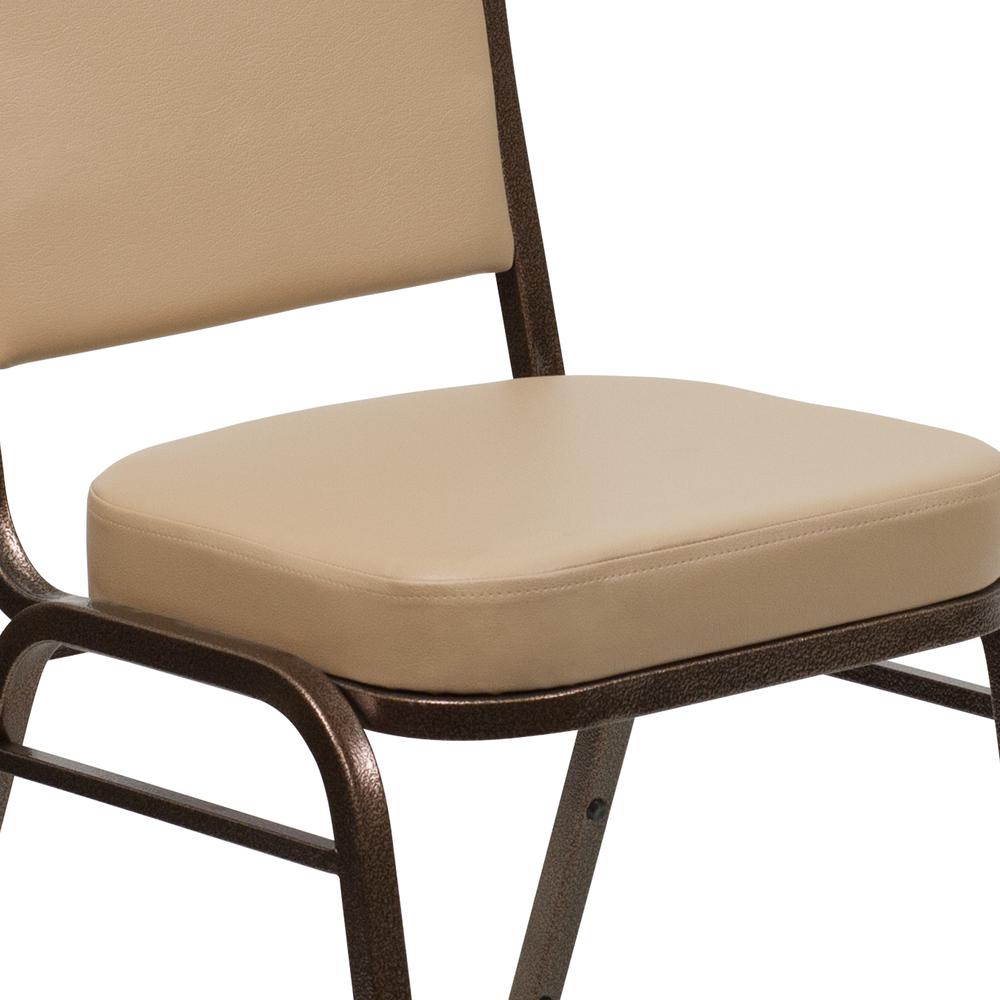 Crown Back Stacking Banquet Chair in Tan Vinyl - Copper Vein Frame. Picture 7
