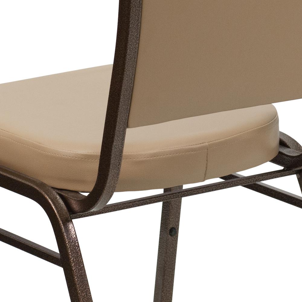 Crown Back Stacking Banquet Chair in Tan Vinyl - Copper Vein Frame. Picture 8