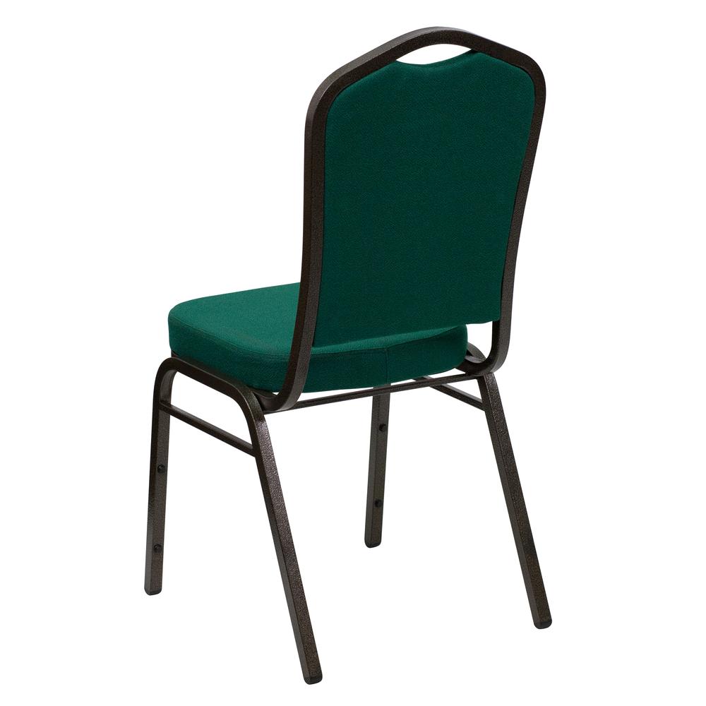 HERCULES Series Crown Back Stacking Banquet Chair in Green Fabric - Gold Vein Frame. Picture 3