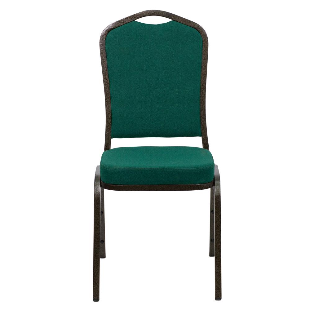 HERCULES Series Crown Back Stacking Banquet Chair in Green Fabric - Gold Vein Frame. Picture 4