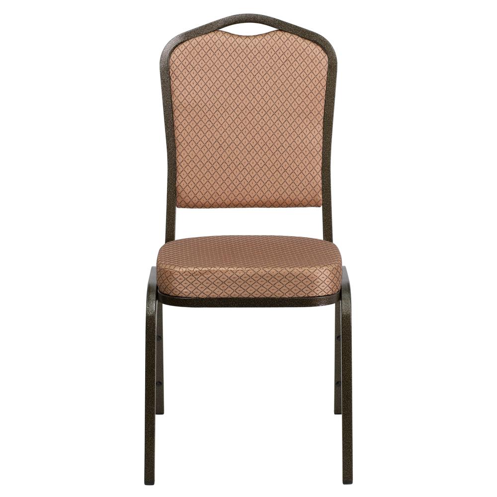 Crown Back Stacking Banquet Chair in Gold Diamond Patterned Fabric - Gold Vein Frame. Picture 5