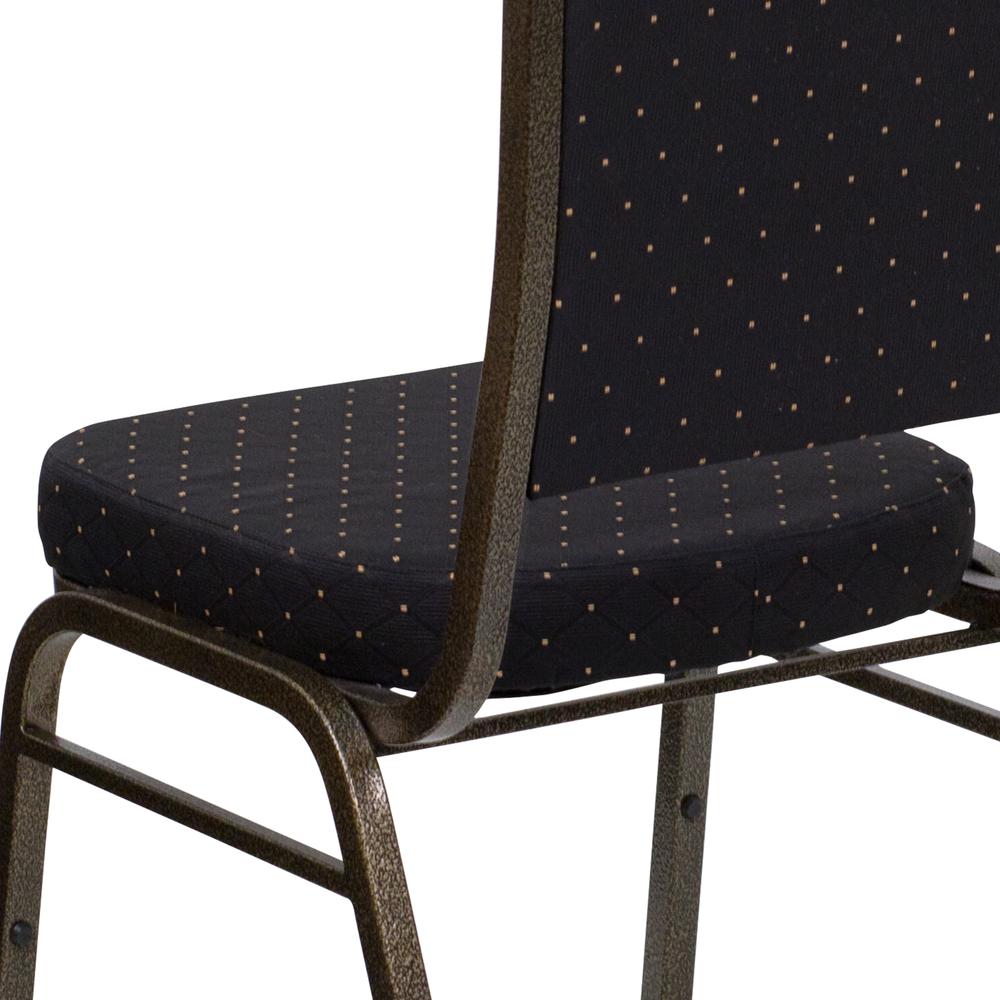 Crown Back Stacking Banquet Chair in Black Patterned Fabric - Gold Vein Frame. Picture 8