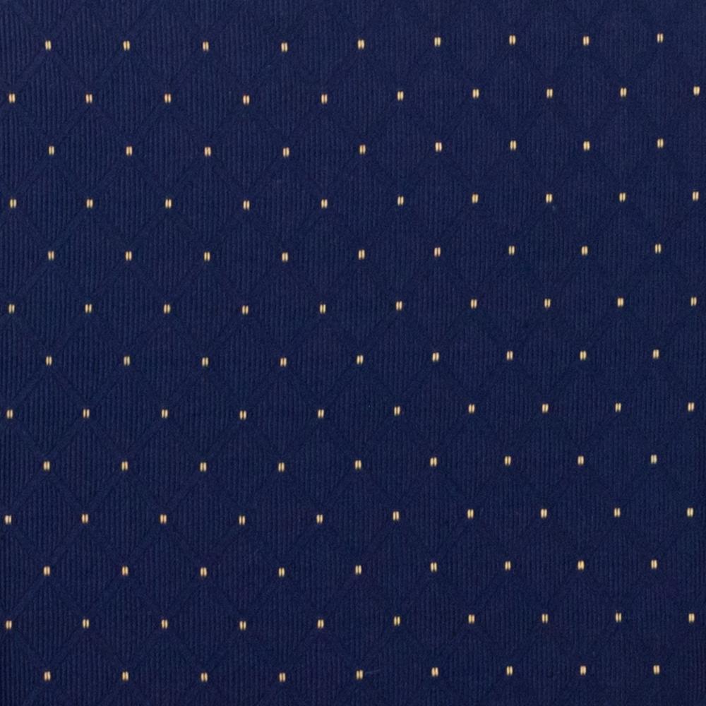 Crown Back Stacking Banquet Chair in Navy Blue Dot Patterned Fabric - Gold Vein Frame. Picture 11