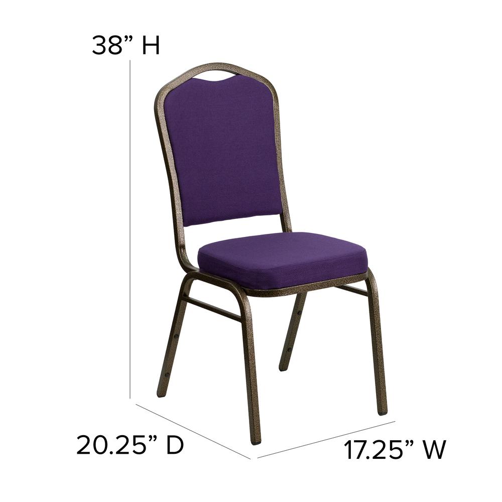 Crown Back Stacking Banquet Chair in Purple Fabric - Gold Vein Frame. Picture 2