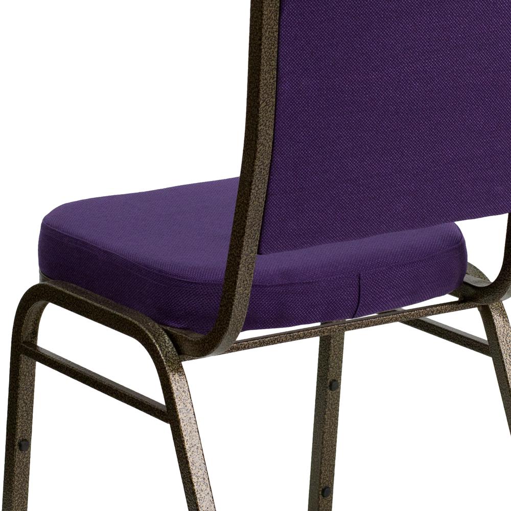 Crown Back Stacking Banquet Chair in Purple Fabric - Gold Vein Frame. Picture 8