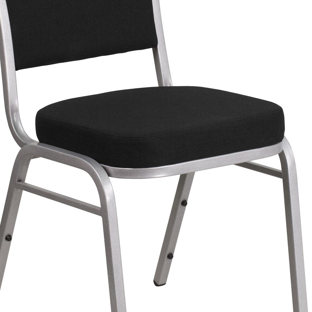 Crown Back Stacking Banquet Chair in Black Fabric - Silver Frame. Picture 7