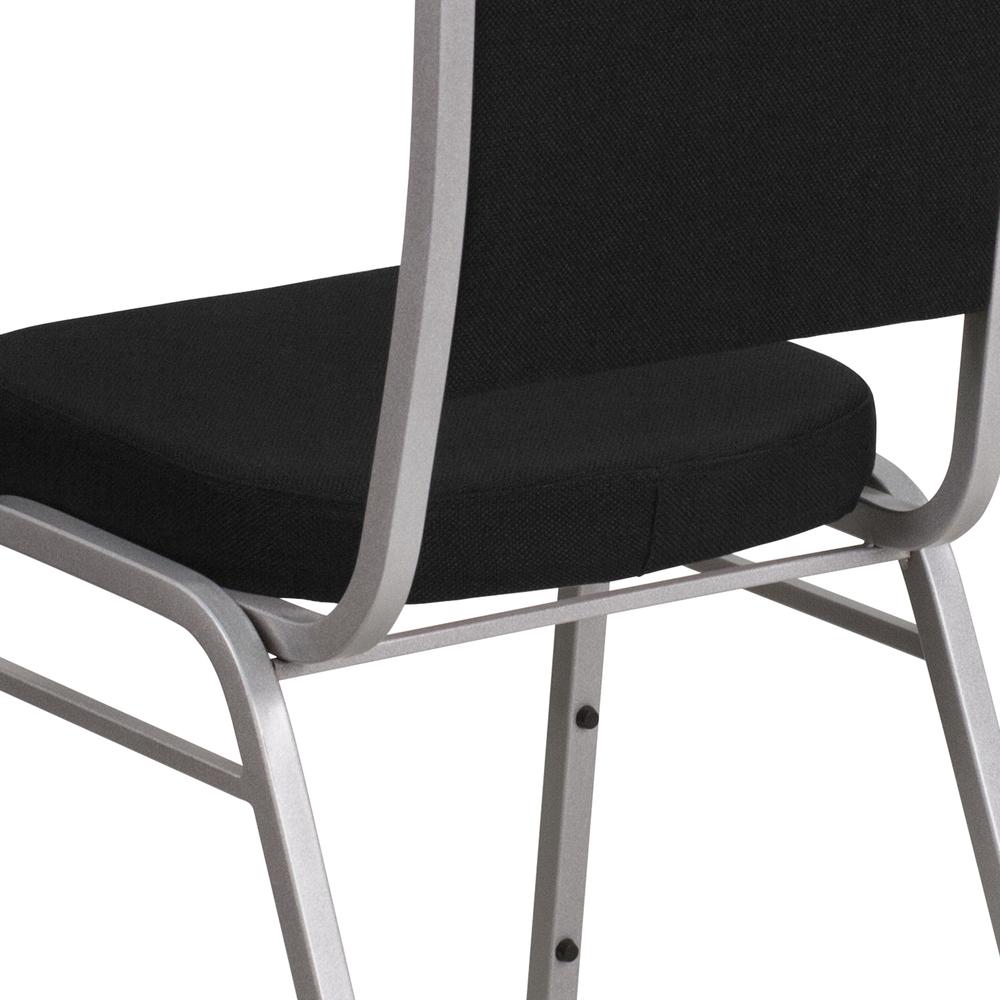 Crown Back Stacking Banquet Chair in Black Fabric - Silver Frame. Picture 8