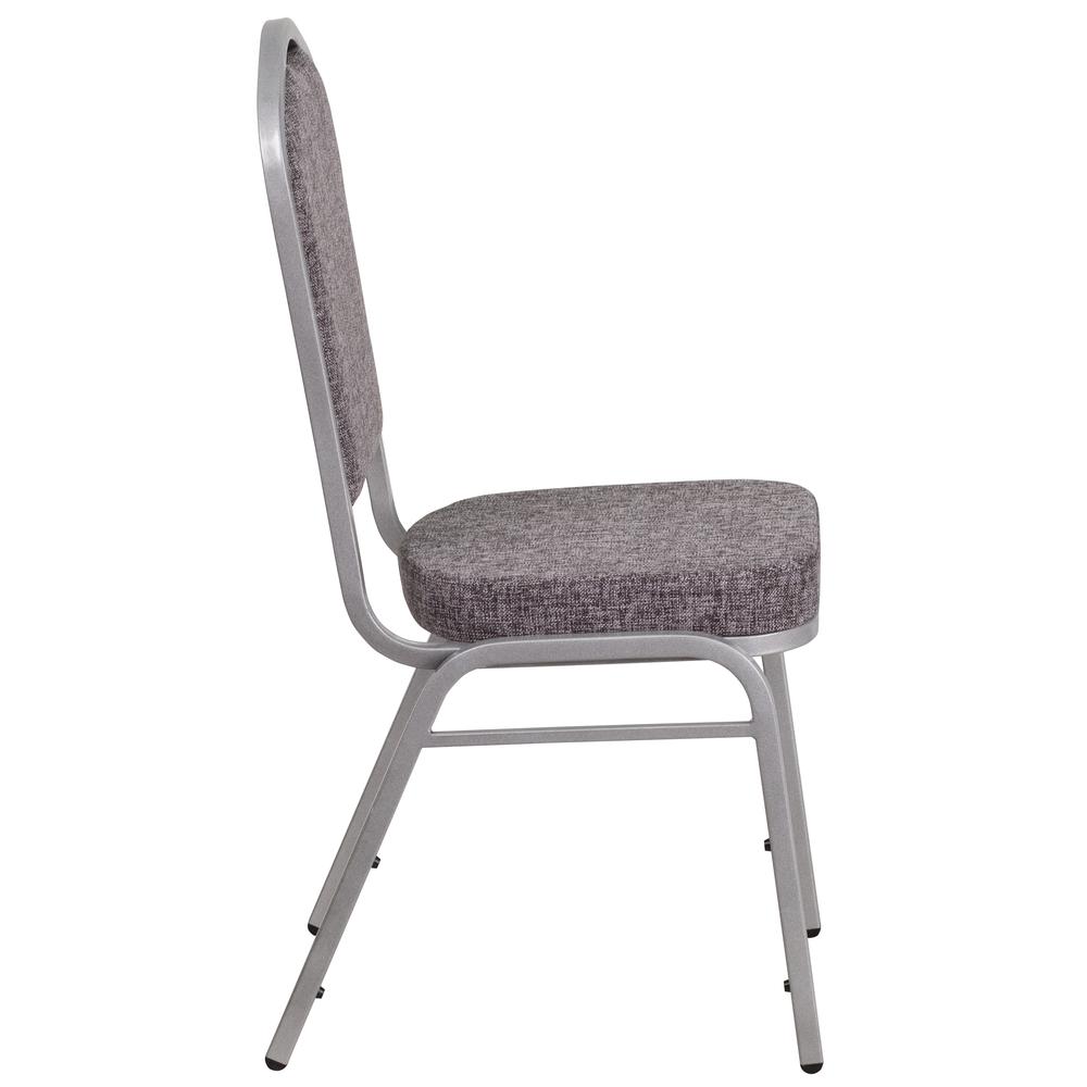 Crown Back Stacking Banquet Chair in Herringbone Fabric - Silver Frame. Picture 2