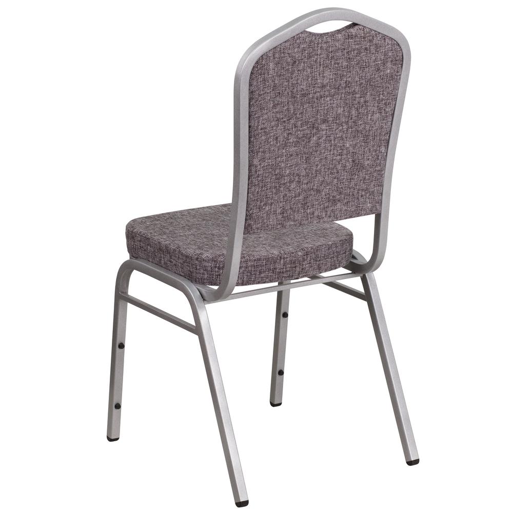 Crown Back Stacking Banquet Chair in Herringbone Fabric - Silver Frame. Picture 3