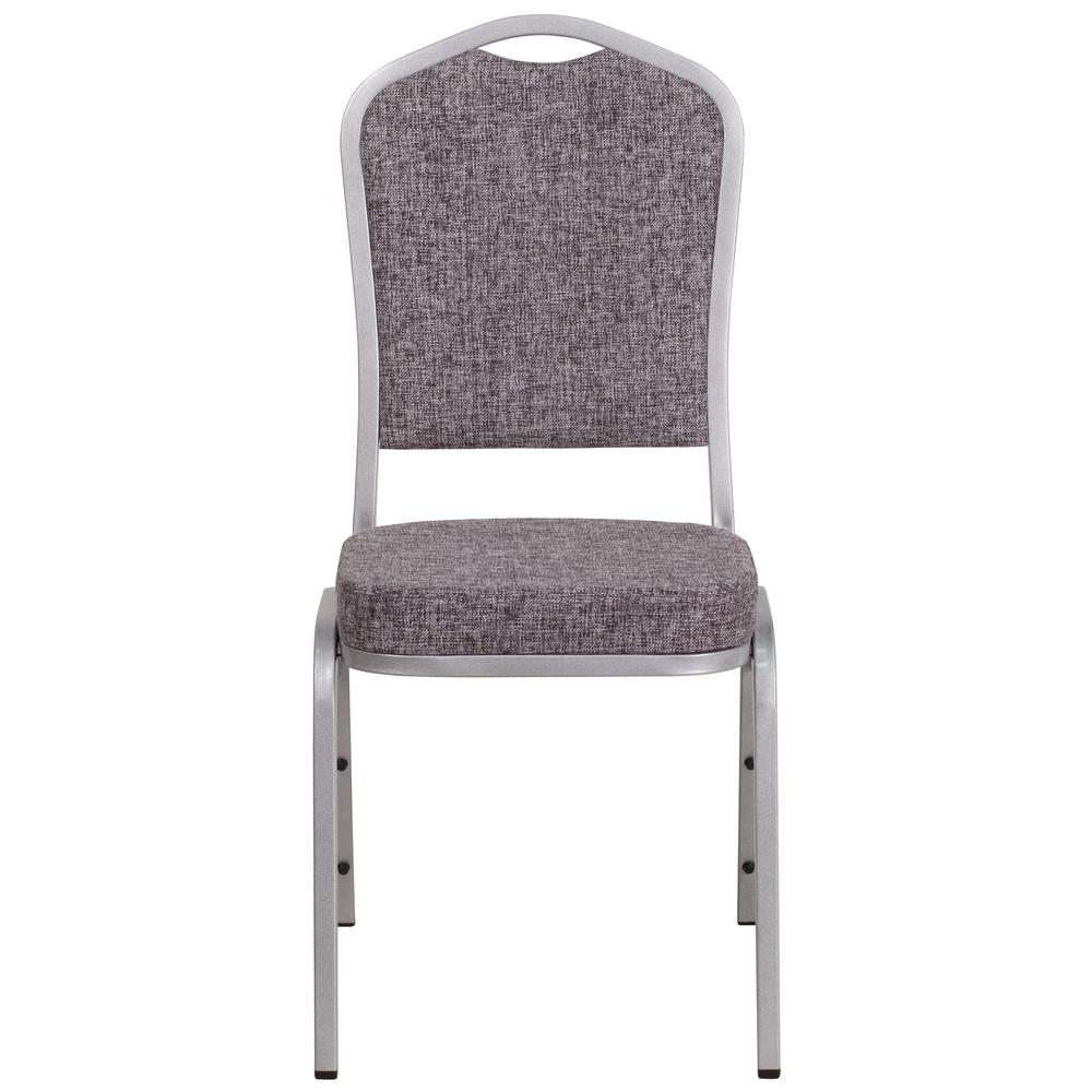 Crown Back Stacking Banquet Chair in Herringbone Fabric - Silver Frame. Picture 4