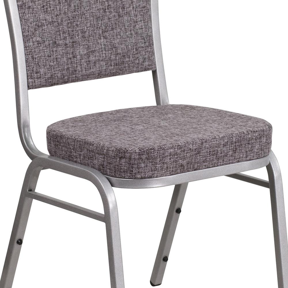 Crown Back Stacking Banquet Chair in Herringbone Fabric - Silver Frame. Picture 7