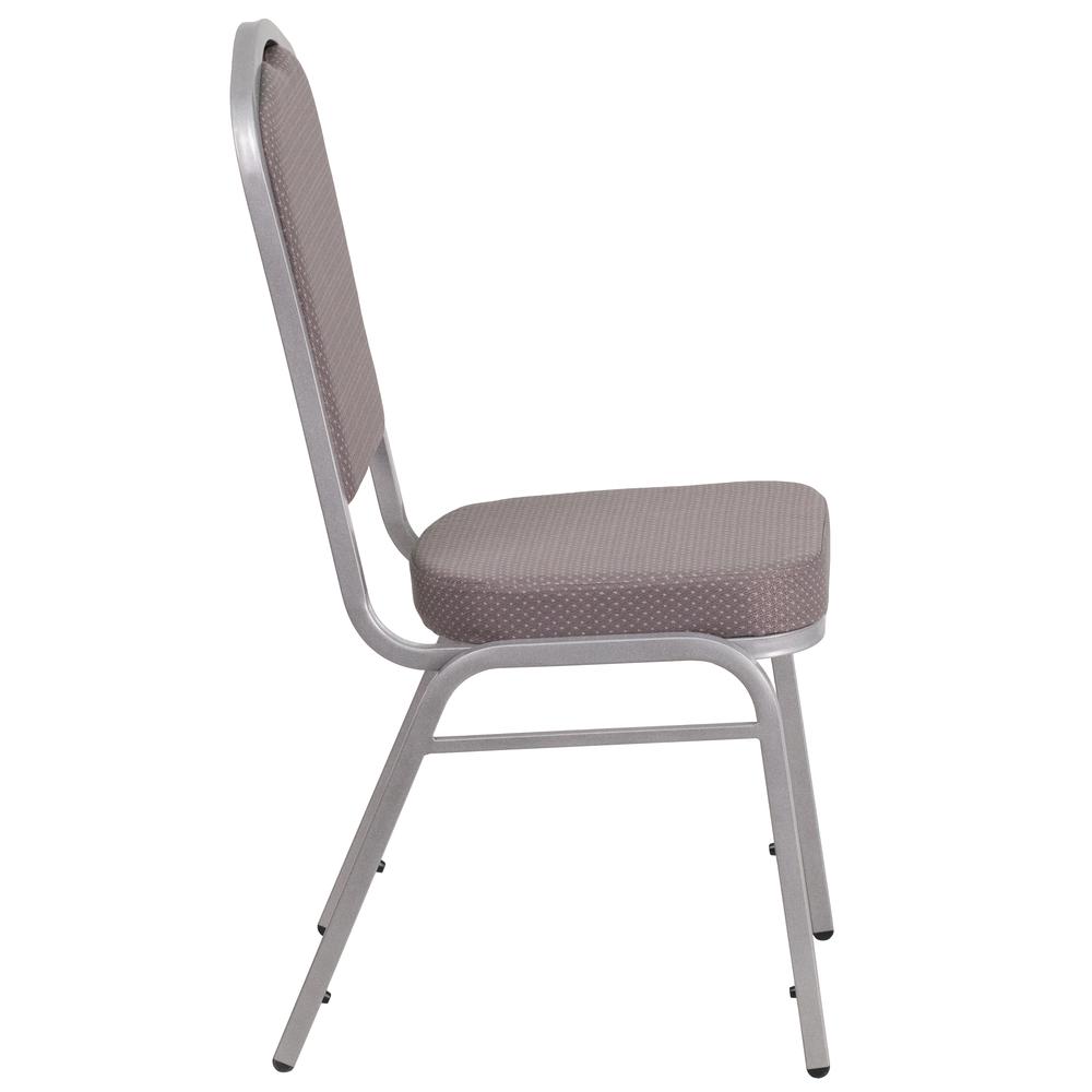 Crown Back Stacking Banquet Chair in Gray Dot Fabric - Silver Frame. Picture 3