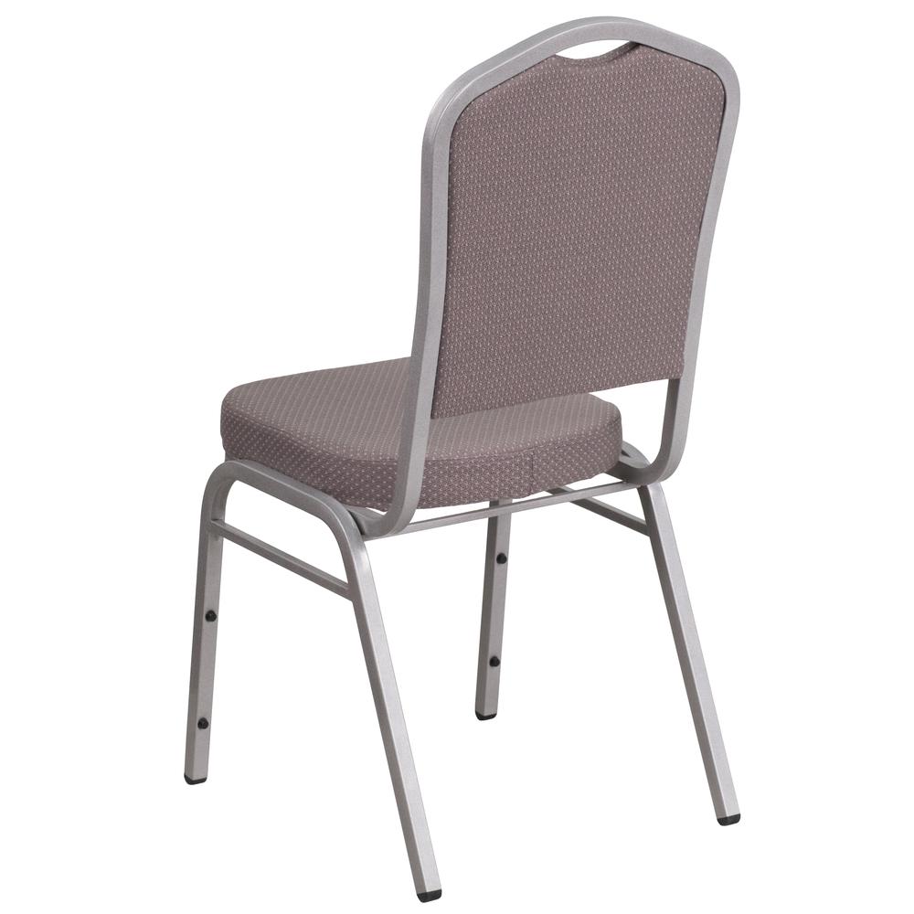 Crown Back Stacking Banquet Chair in Gray Dot Fabric - Silver Frame. Picture 4