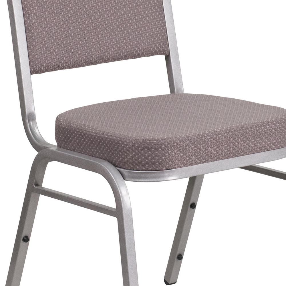 Crown Back Stacking Banquet Chair in Gray Dot Fabric - Silver Frame. Picture 7