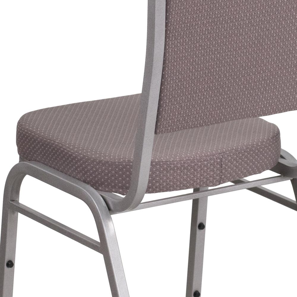 Crown Back Stacking Banquet Chair in Gray Dot Fabric - Silver Frame. Picture 8