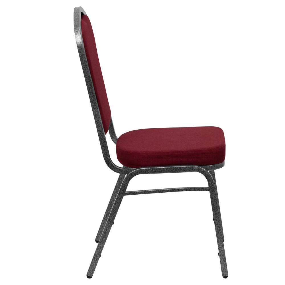 Crown Back Stacking Banquet Chair in Burgundy Fabric - Silver Vein Frame. Picture 3