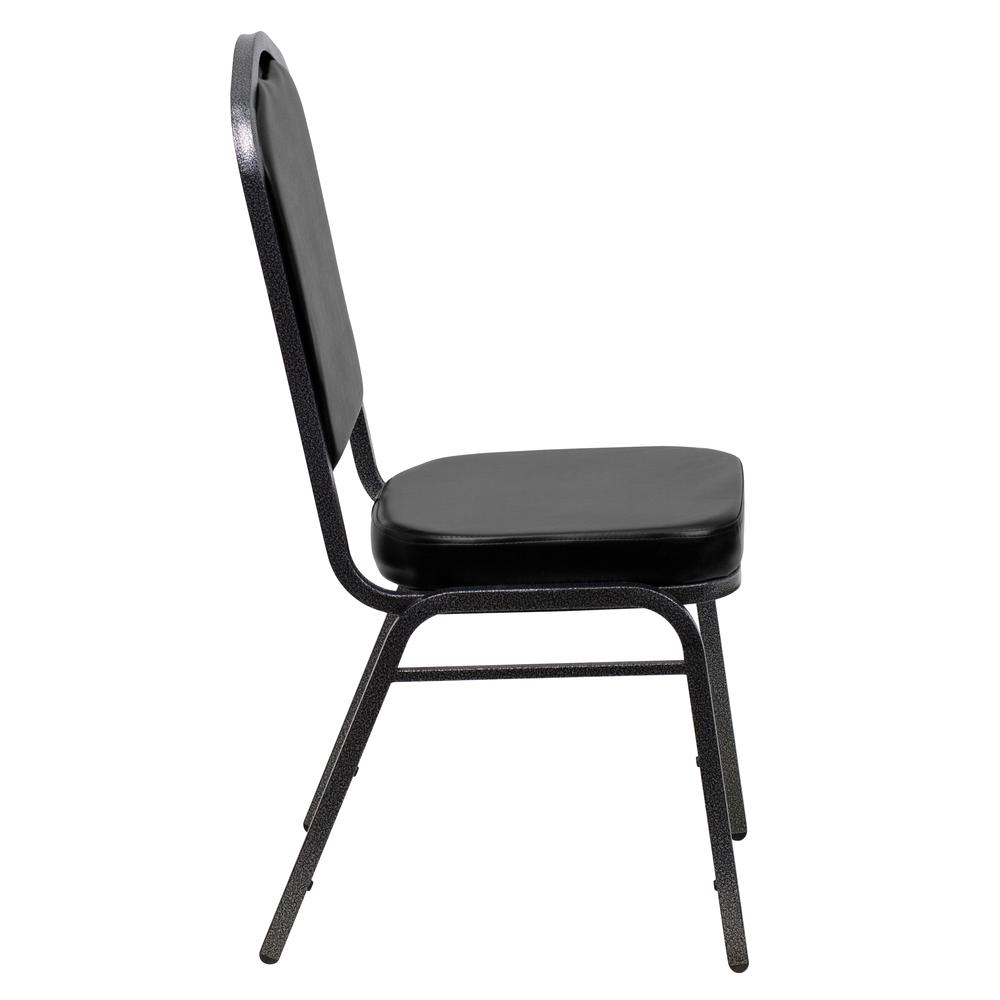 Crown Back Stacking Banquet Chair in Black Vinyl - Silver Vein Frame. Picture 2