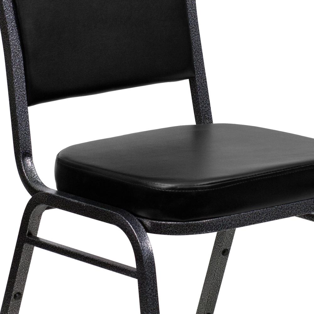 Crown Back Stacking Banquet Chair in Black Vinyl - Silver Vein Frame. Picture 7