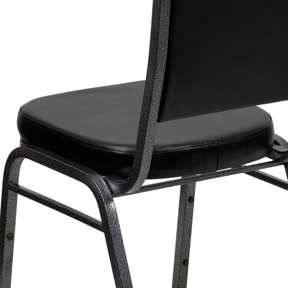 Crown Back Stacking Banquet Chair in Black Vinyl - Silver Vein Frame. Picture 8