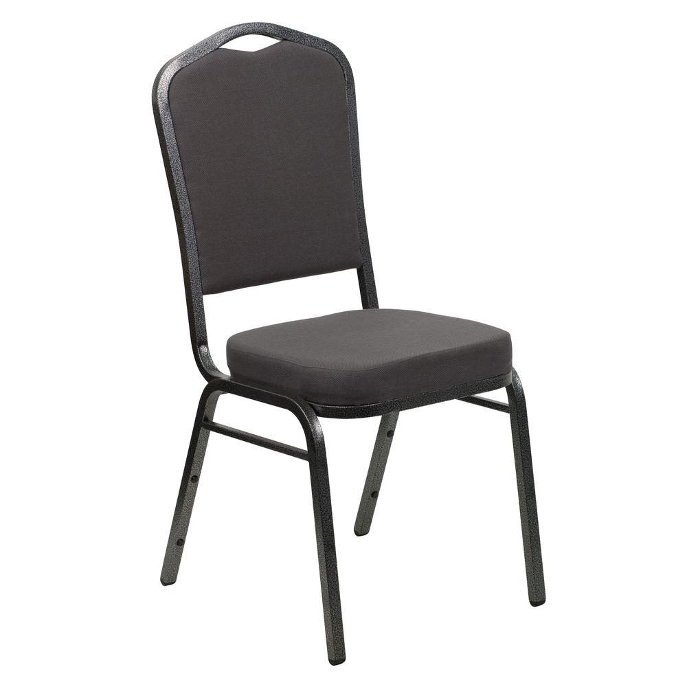 Crown Back Stacking Banquet Chair in Gray Fabric - Silver Vein Frame. The main picture.
